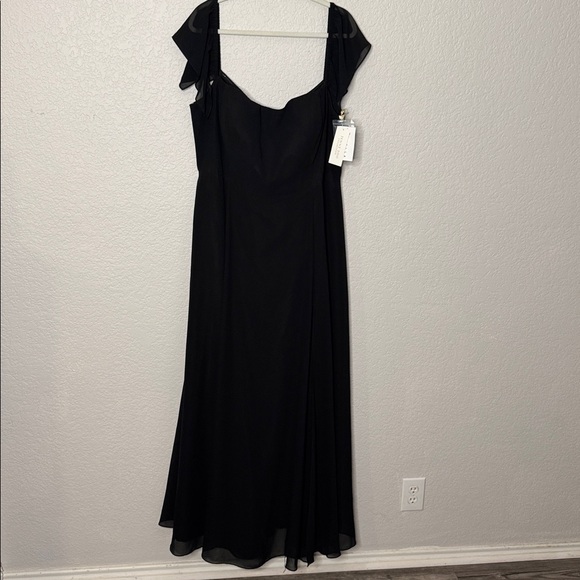Jenny Yoo Elsie Black Chiffon Dress Size 22 Formal Bridesmaid Wedding Plus Ball - Picture 4 of 12